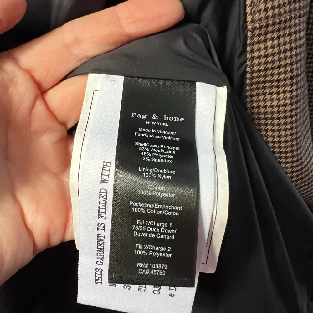 New RAG & BONE Cal Plaid Puffer Jacket Size XL - Picture 8 of 9